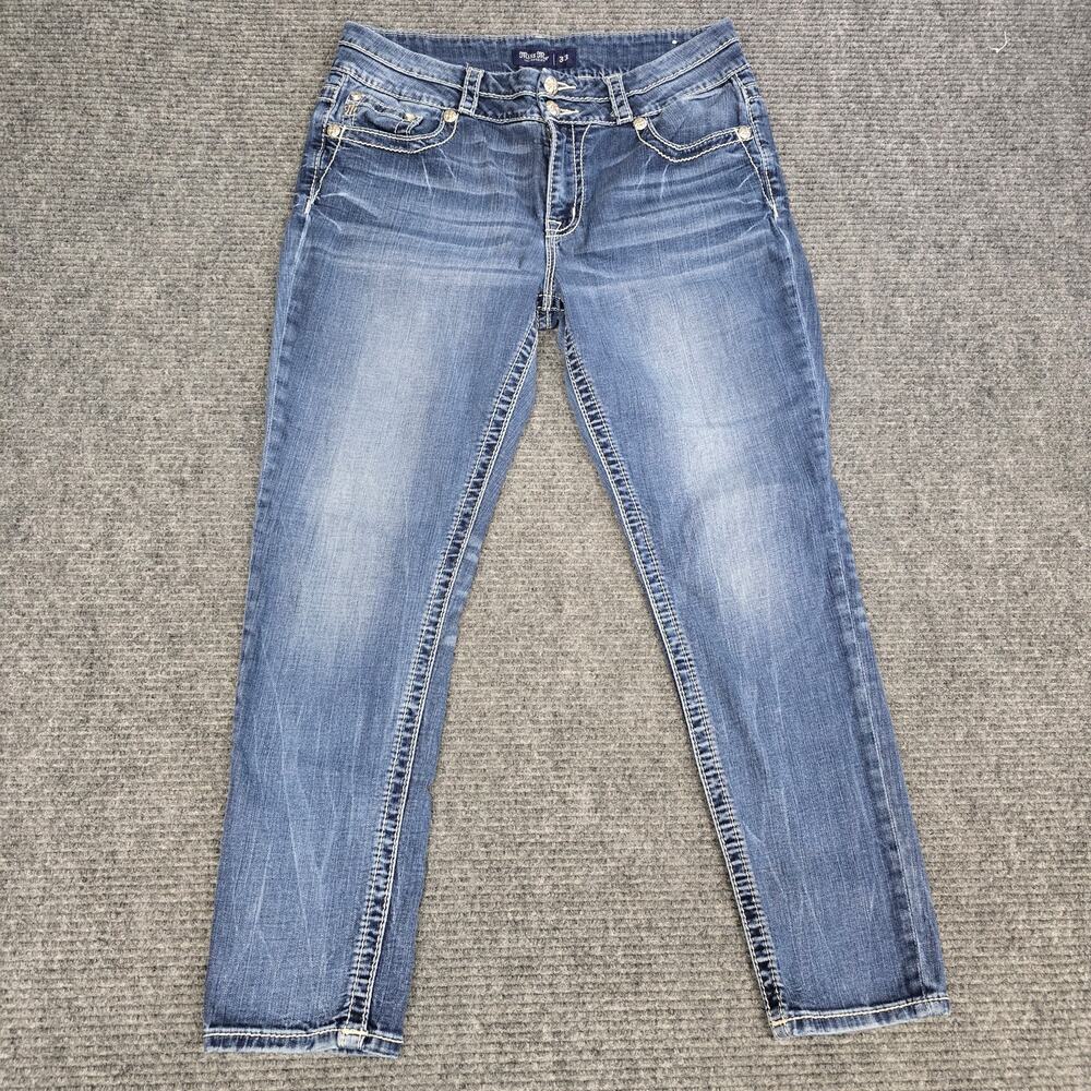 Miss Me Jeans Womens 33 Ankle Curvy Skinny Blue Embellished Rhinestone